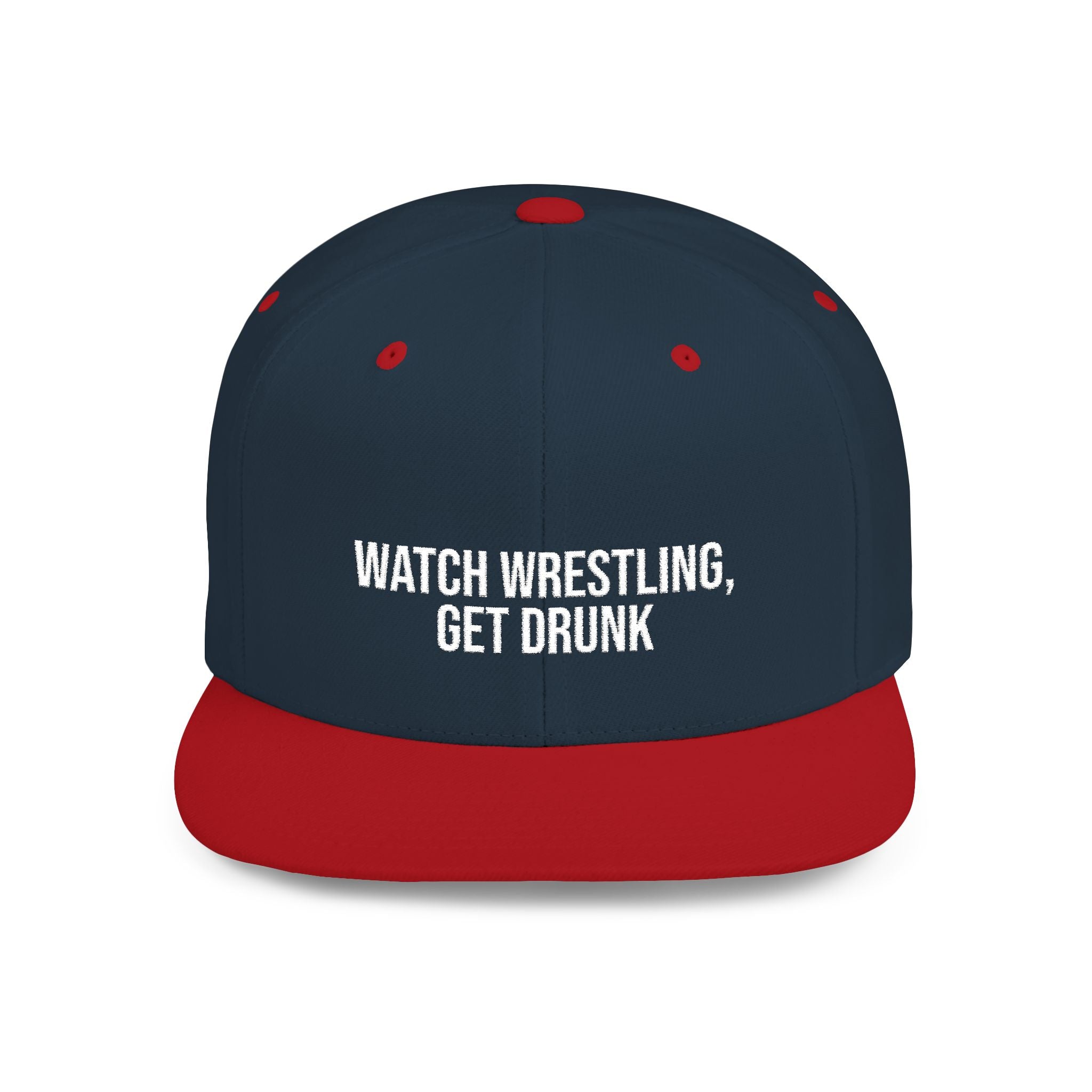 Wrestling Embroidered Flat Snapback Hat