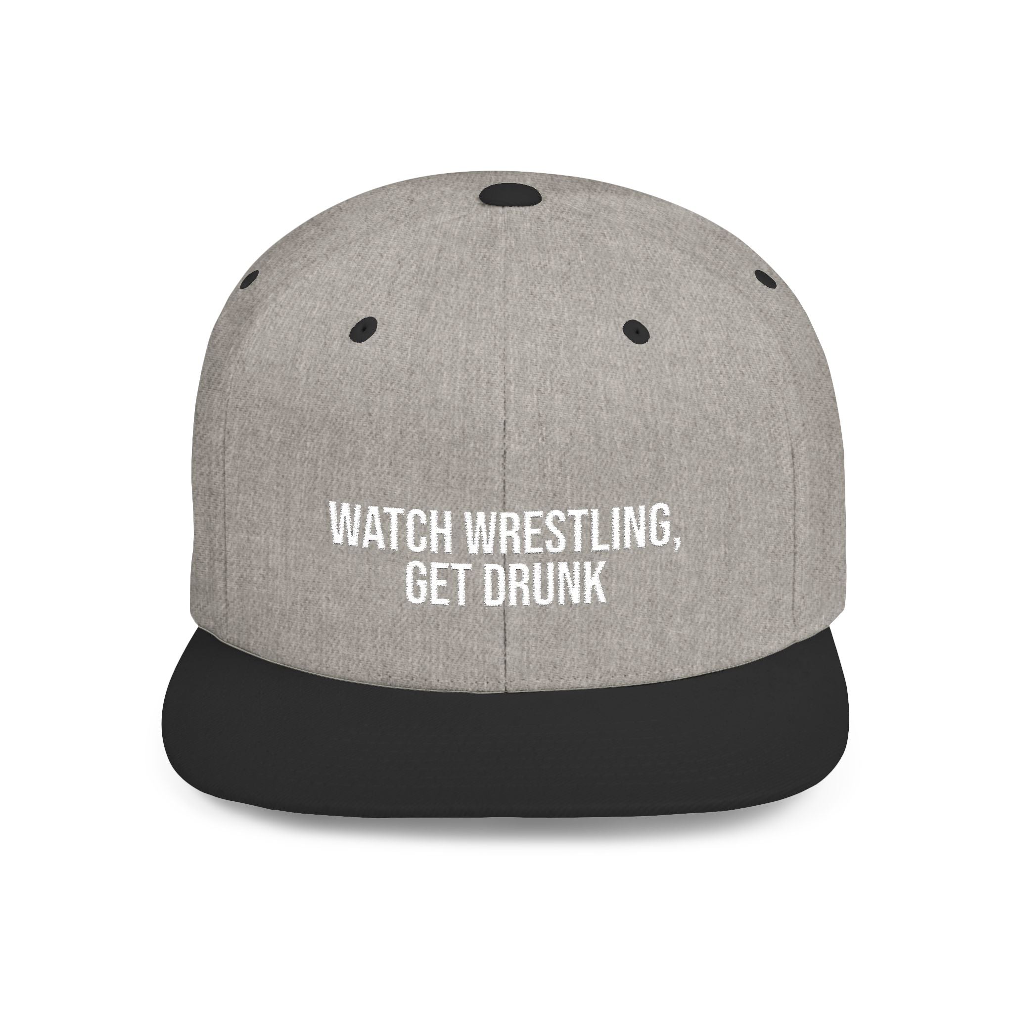 Wrestling Embroidered Flat Snapback Hat
