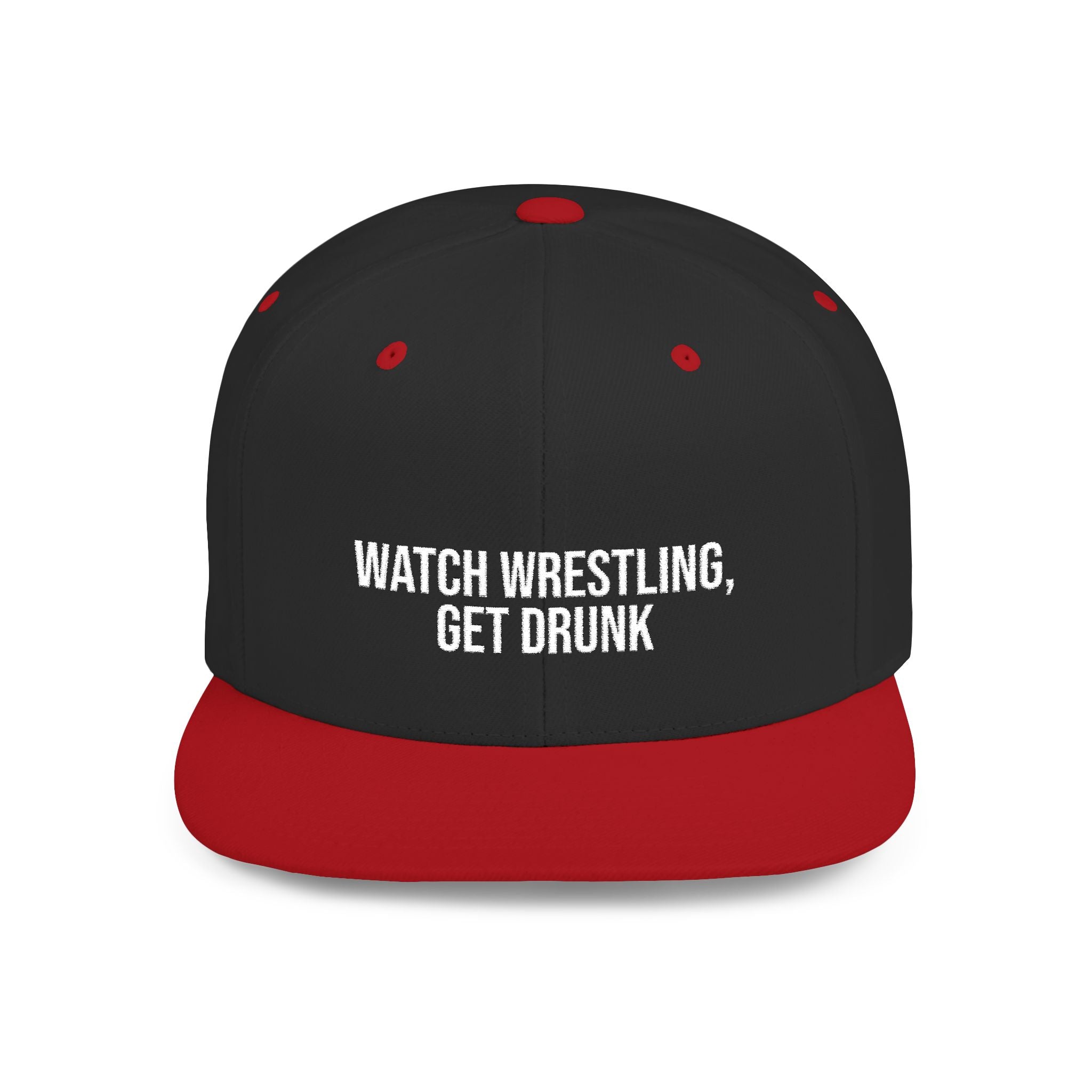 Wrestling Embroidered Flat Snapback Hat