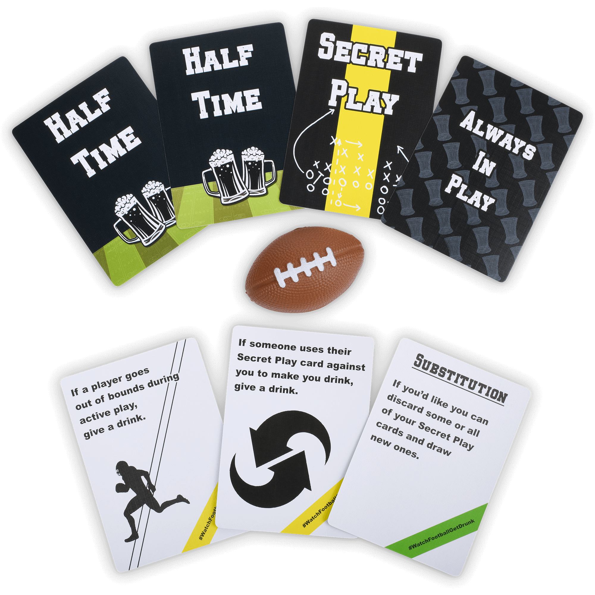 WATCH FOOTBALL GET DRUNK card examples with ball