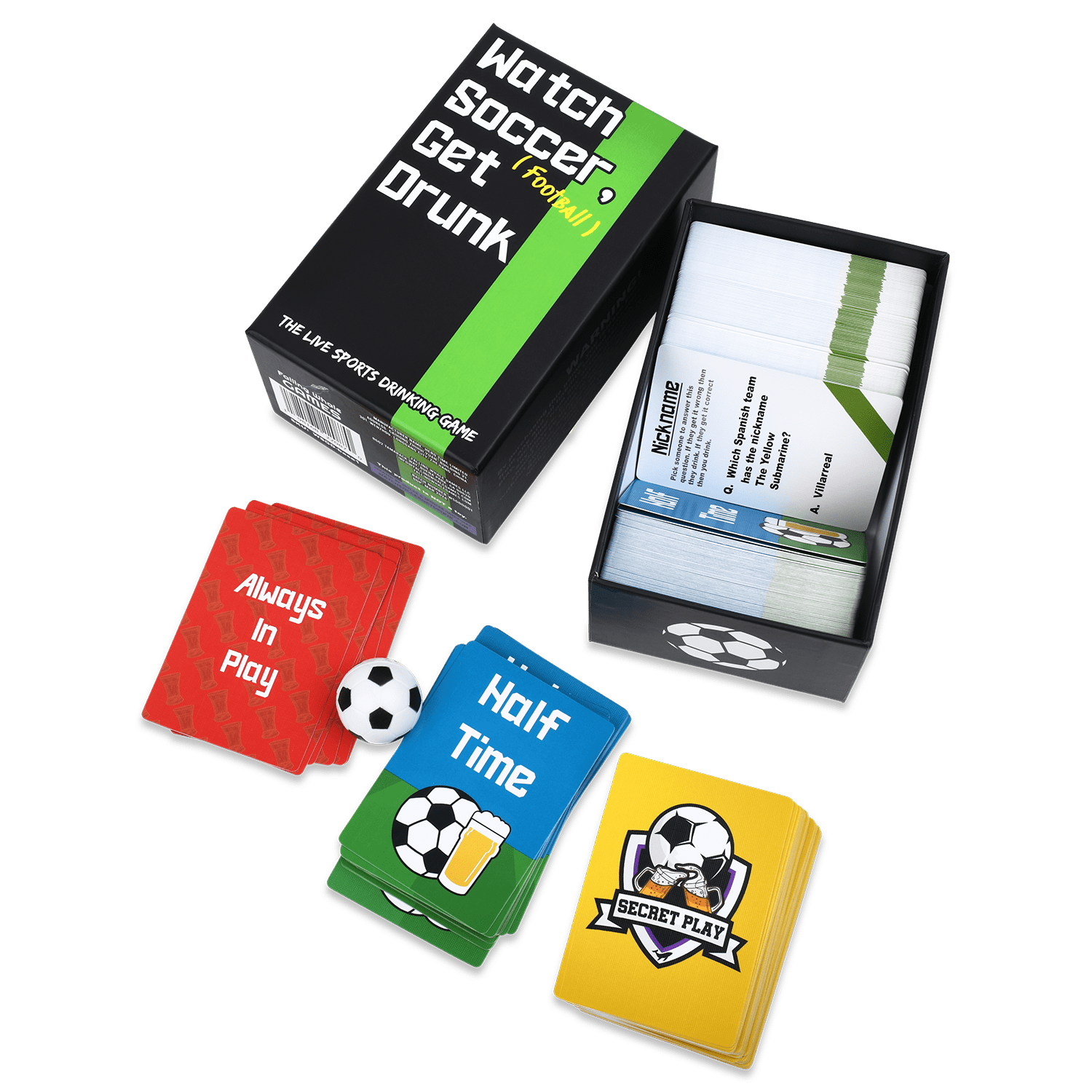 WATCH SOCCER GET DRUNK open box with card backs