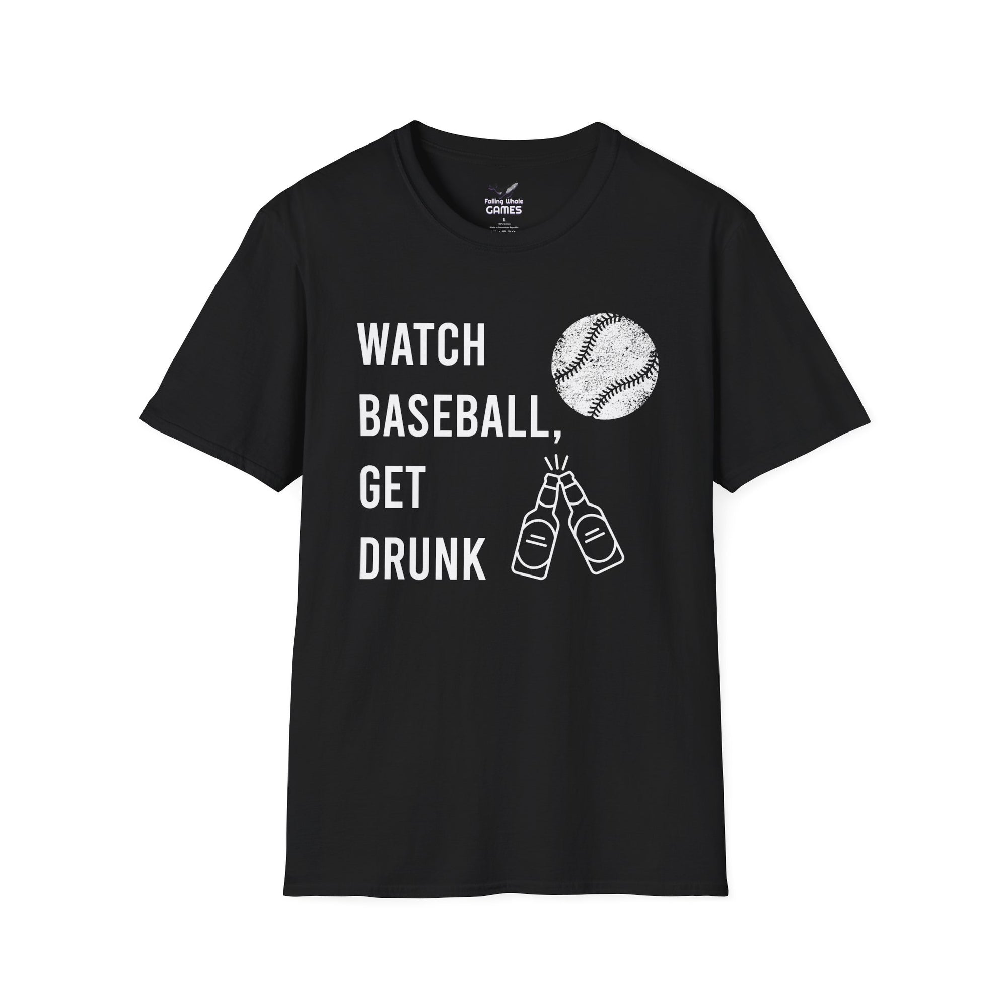 Watch Baseball Get Drunk bold text graphic shirt