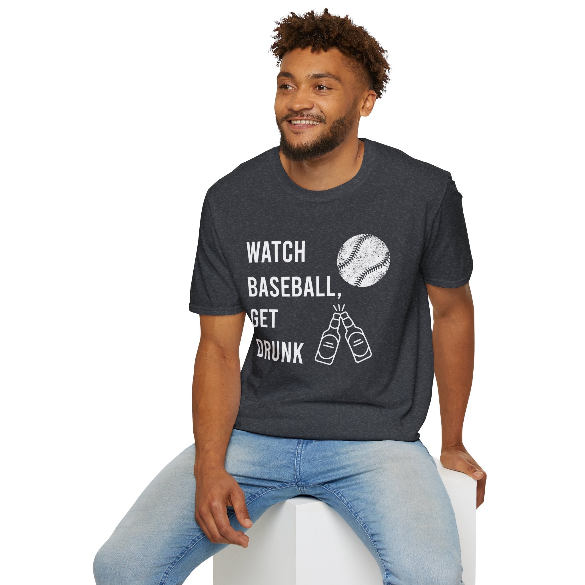 Watch Baseball Get Drunk bold text graphic shirt