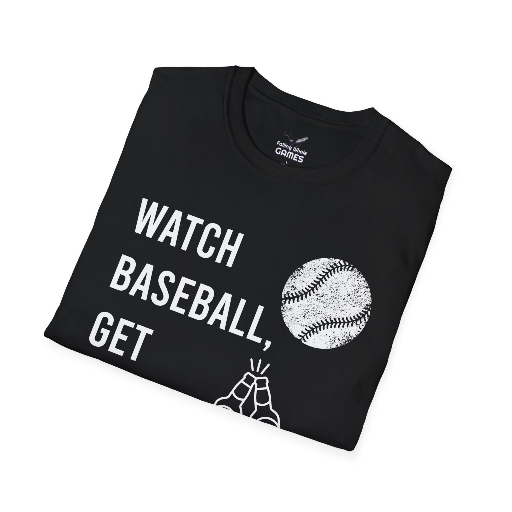 Watch Baseball Get Drunk bold text graphic shirt