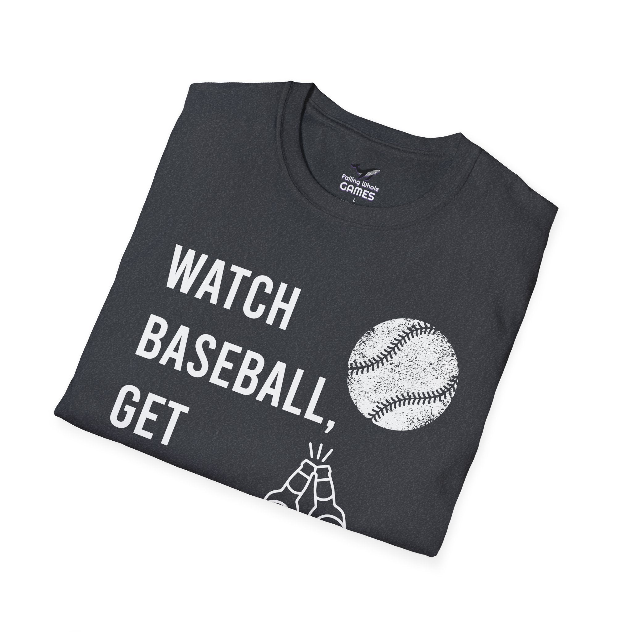 Watch Baseball Get Drunk bold text graphic shirt