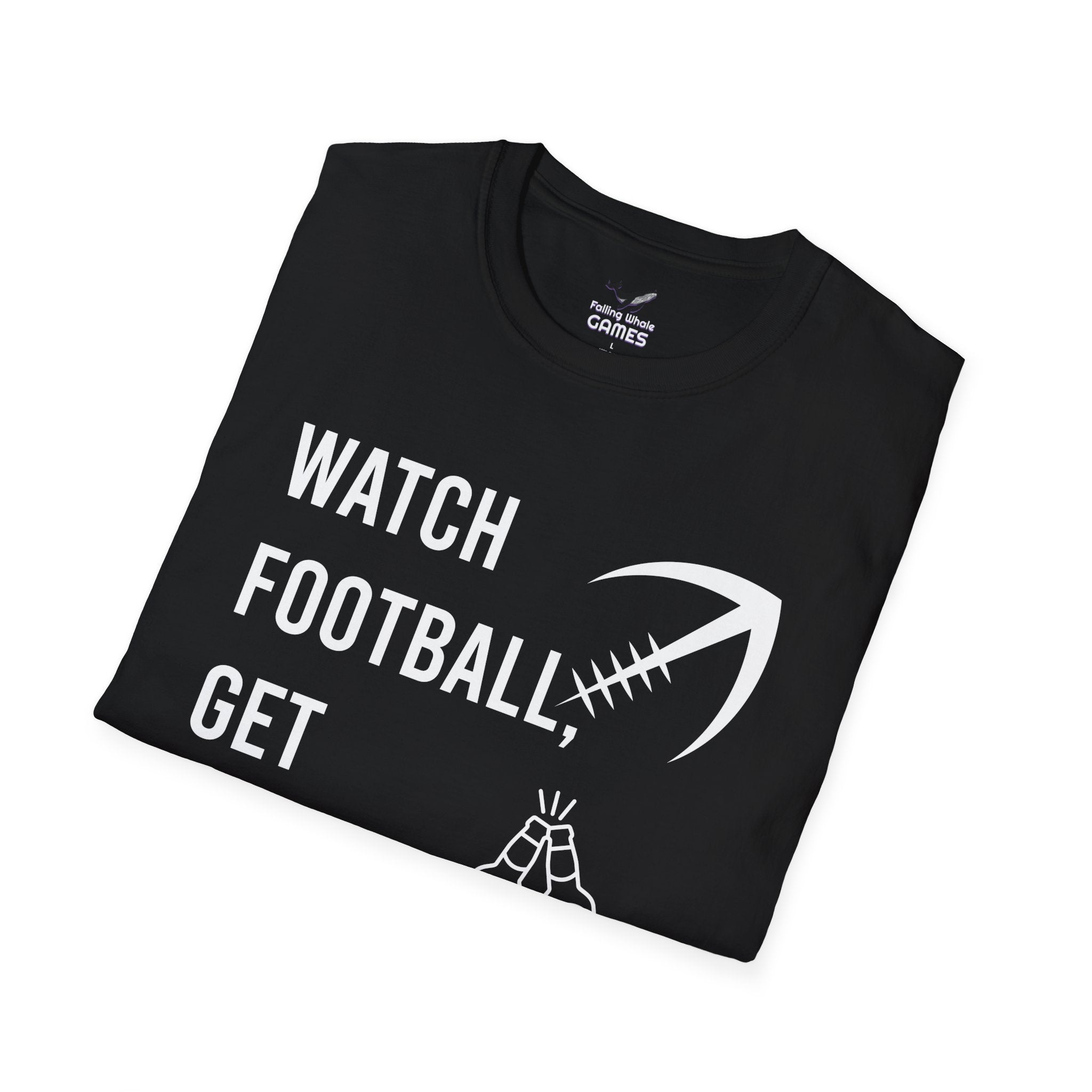Watch Football Get Drunk bold text graphic shirt