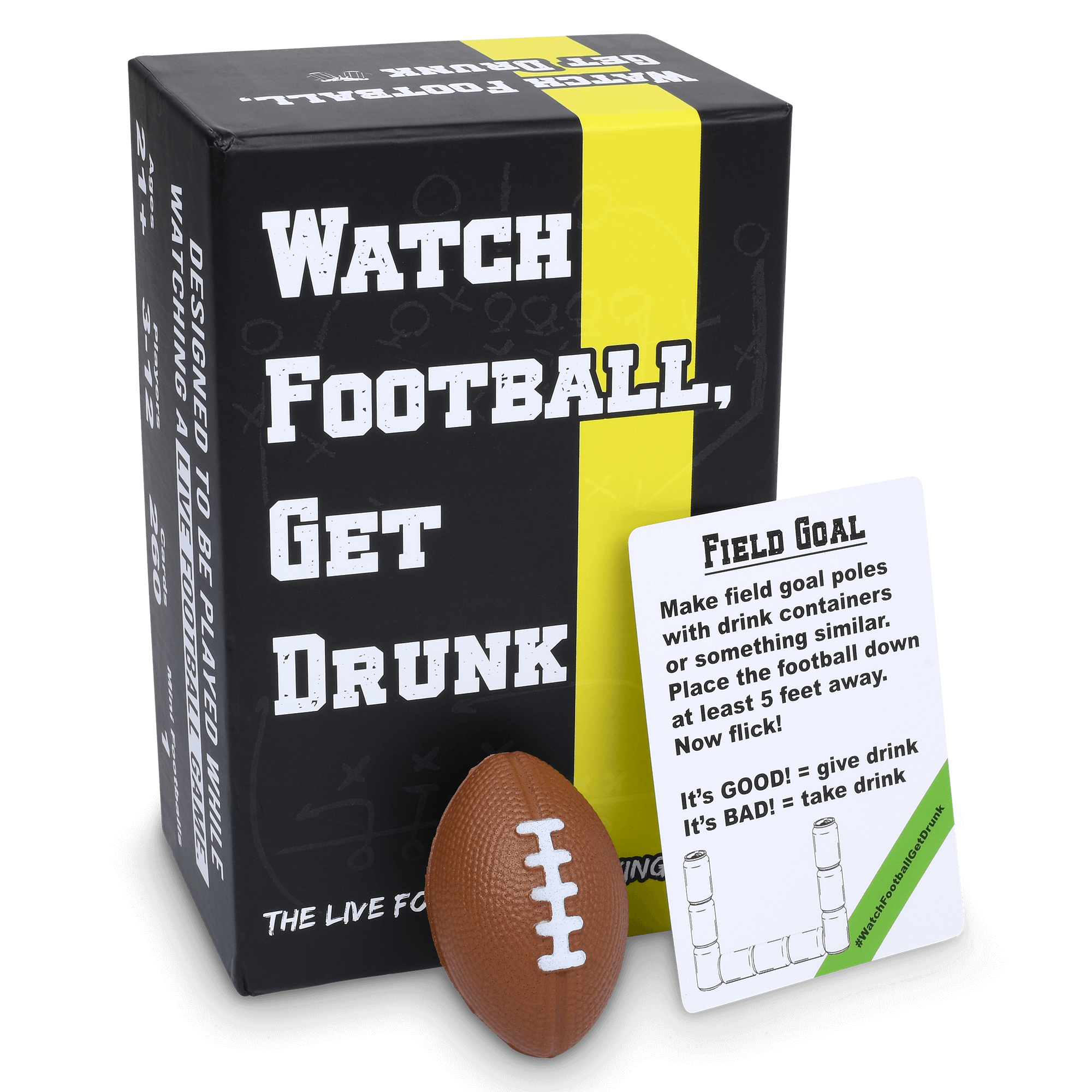 WATCH FOOTBALL, GET DRUNK - The Live Football Drinking Game with ball and field goal card