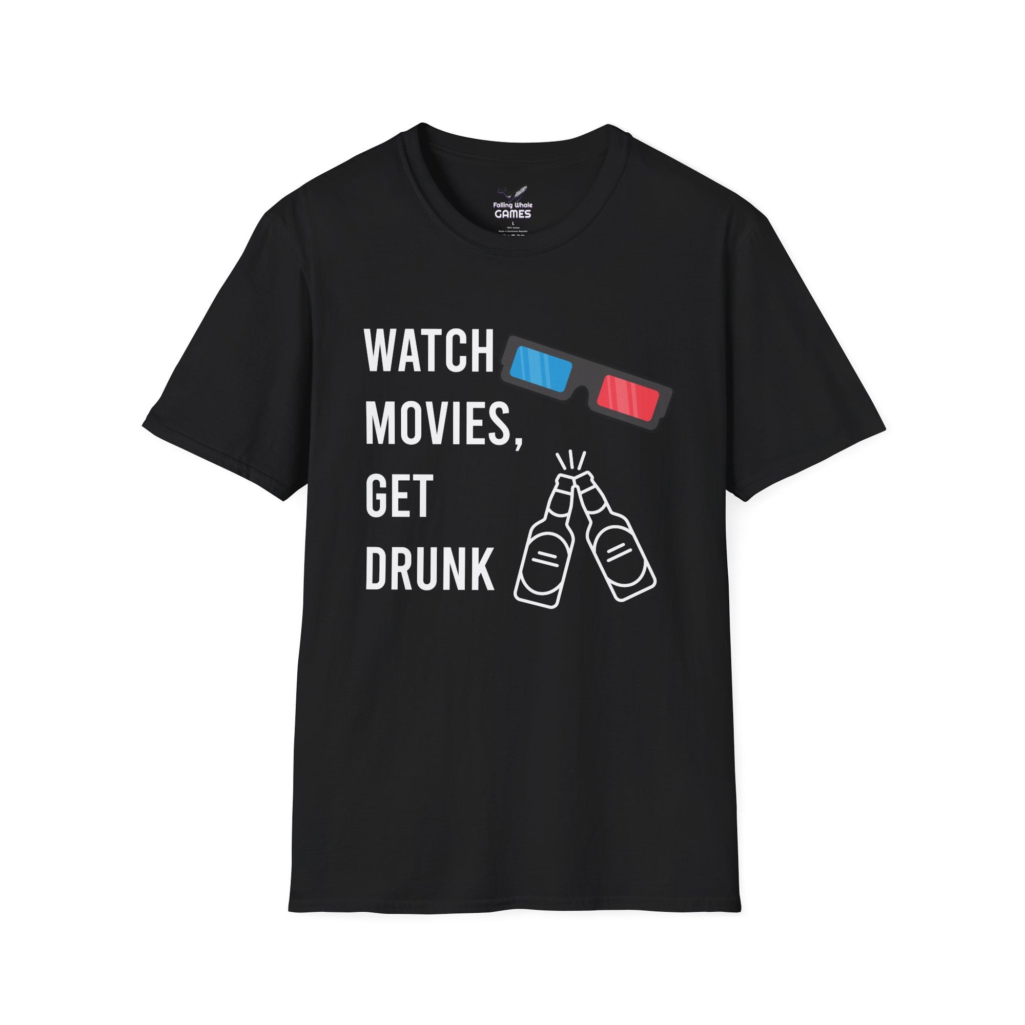 Watch Movies Get Drunk bold text graphic shirt