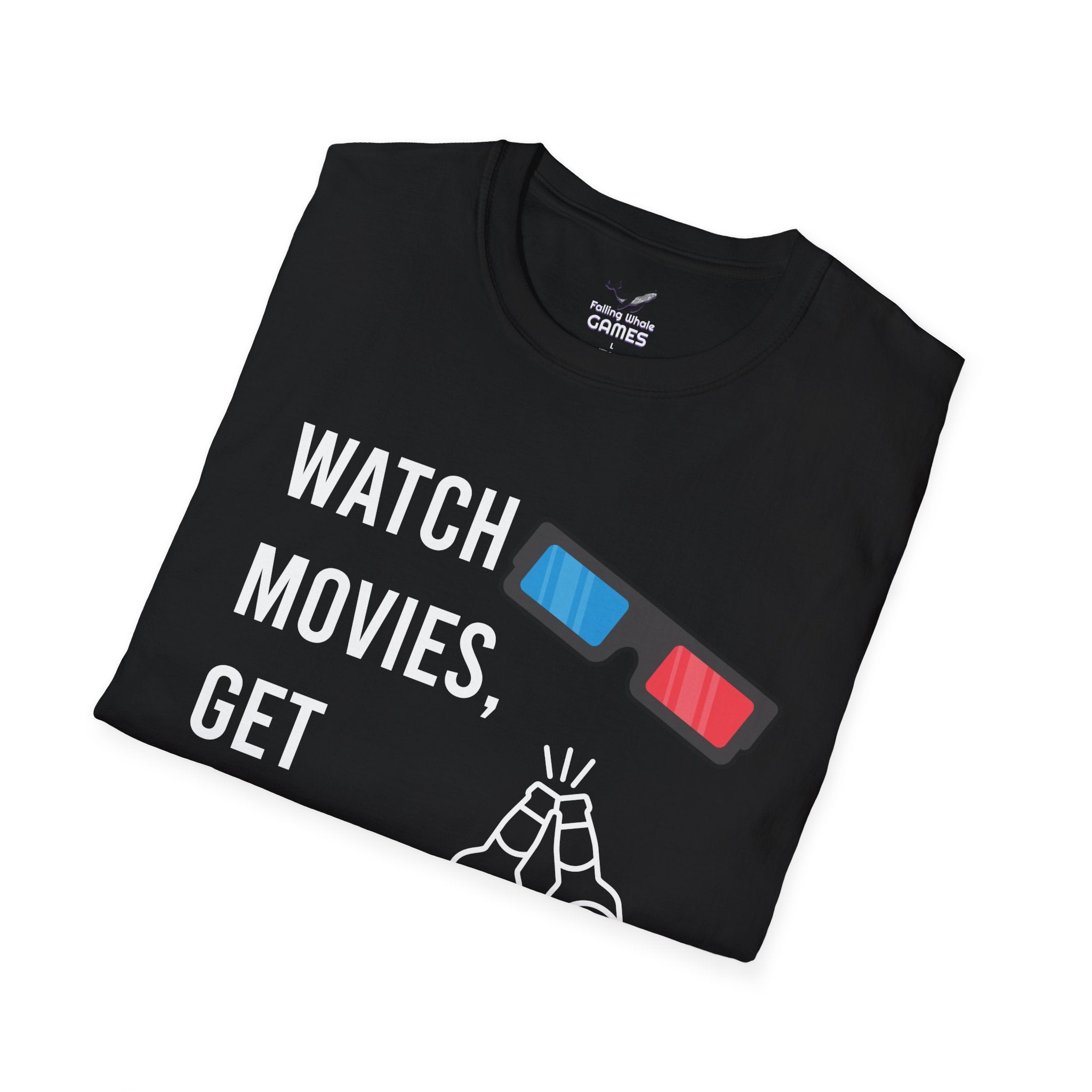 Watch Movies Get Drunk bold text graphic shirt