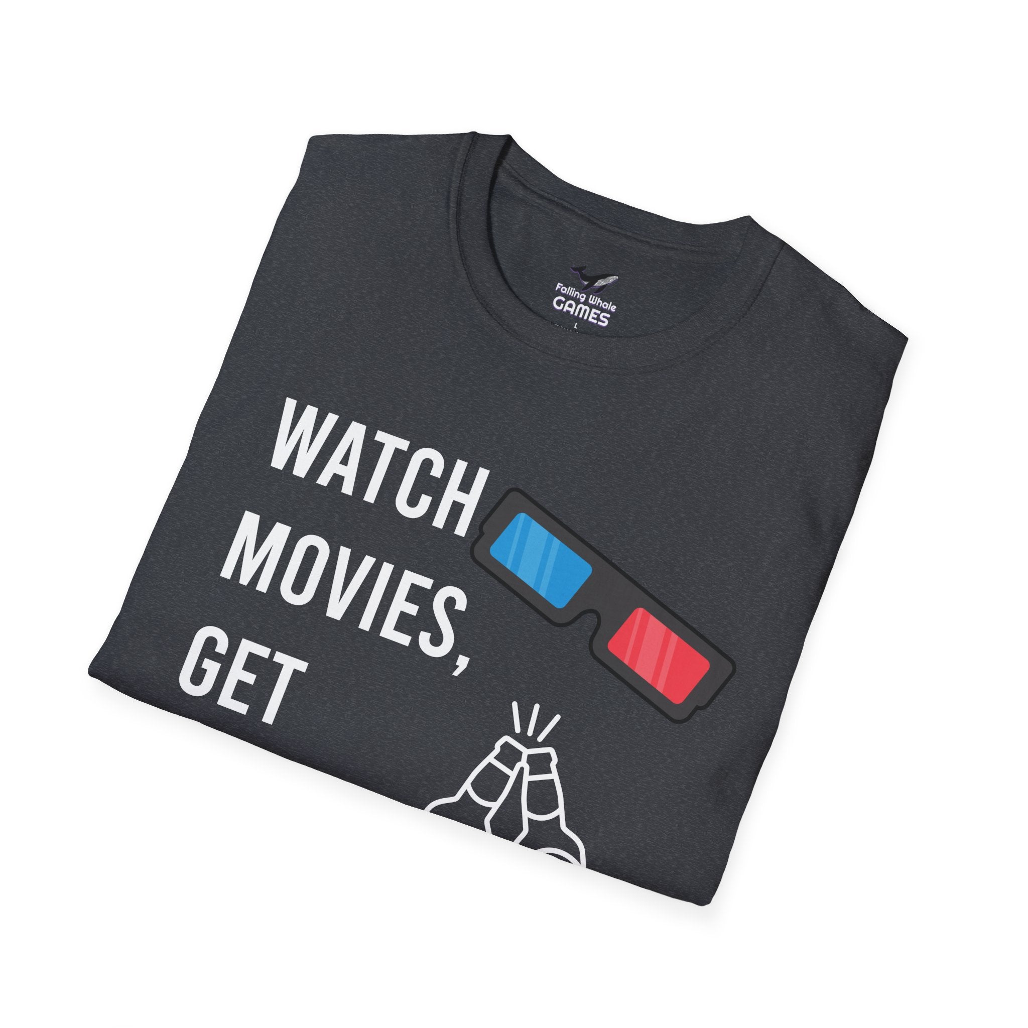 Watch Movies Get Drunk bold text graphic shirt
