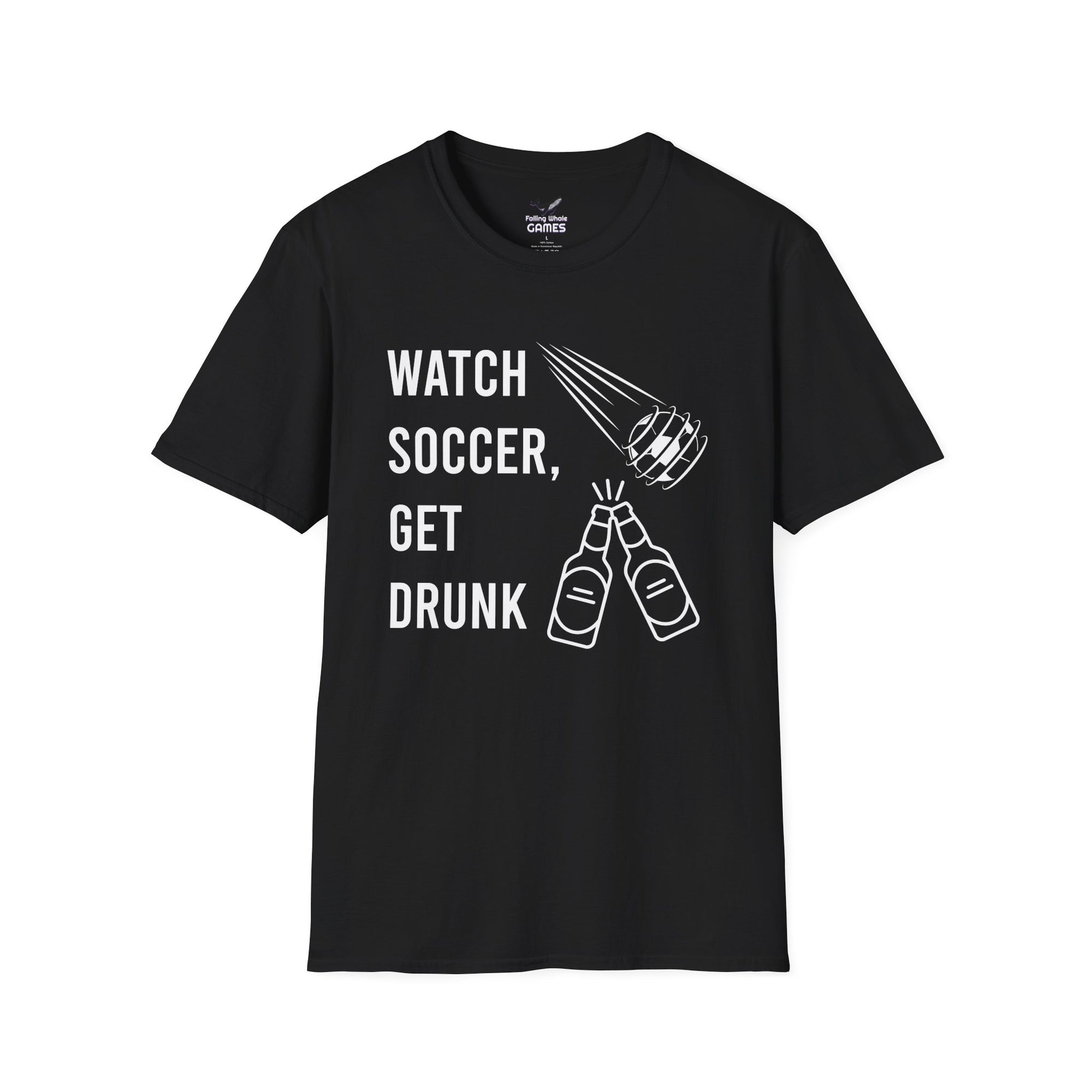 Watch Soccer Get Drunk bold text graphic shirt