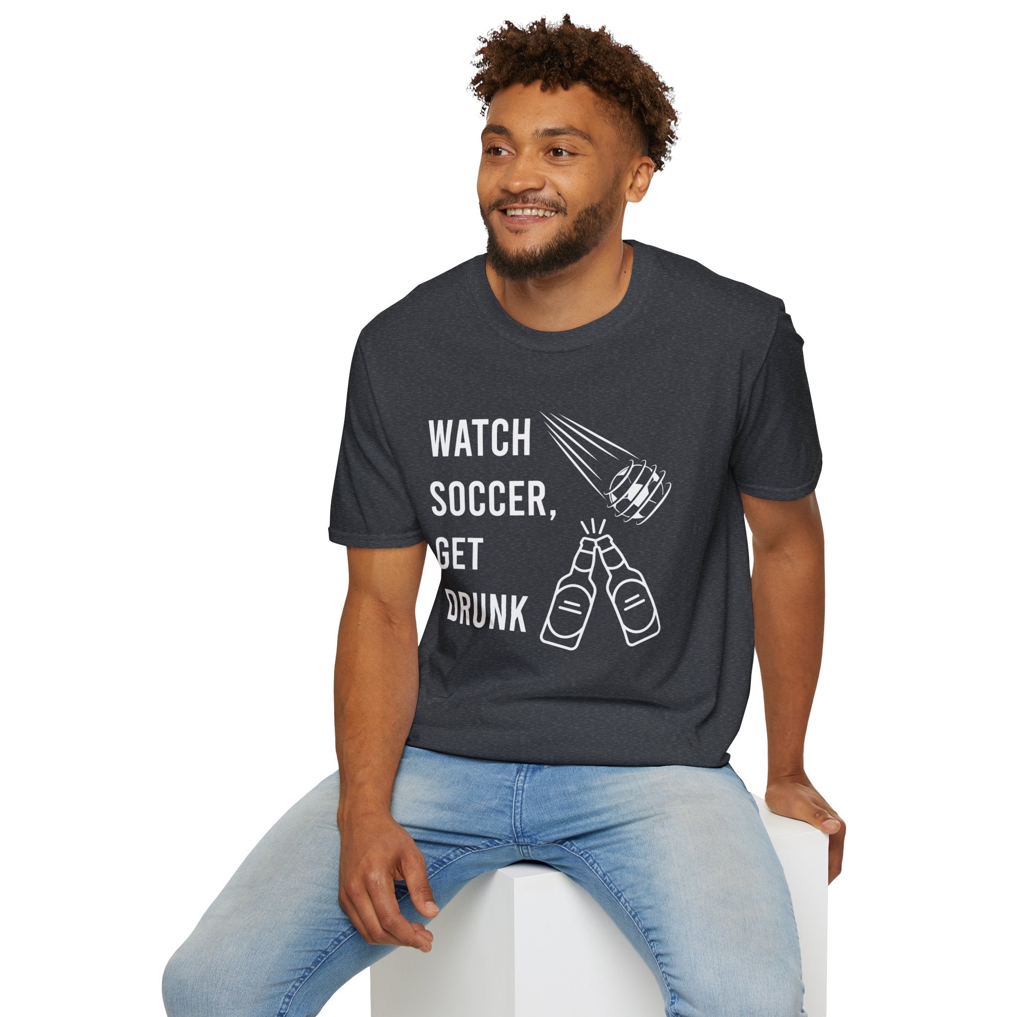 Watch Soccer Get Drunk bold text graphic shirt