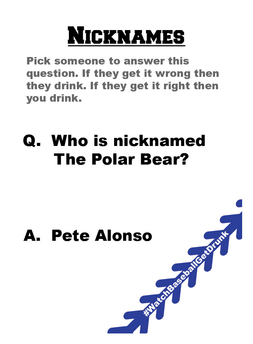 Between Innings card asking who is nicknamed The Polar Bear
