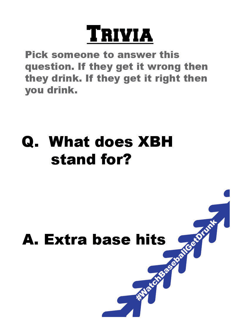 Between Innings card asking what does X B H stand for
