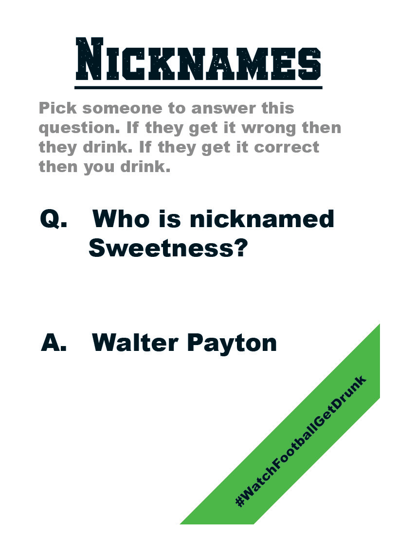 Half Time card asking who is nicknamed Sweetness